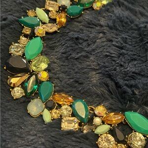 J Crew Green Gemstone statement necklace